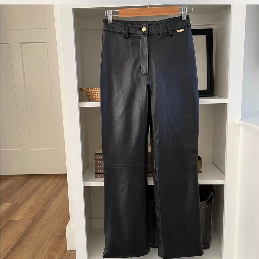 St. John Black Leather Pants